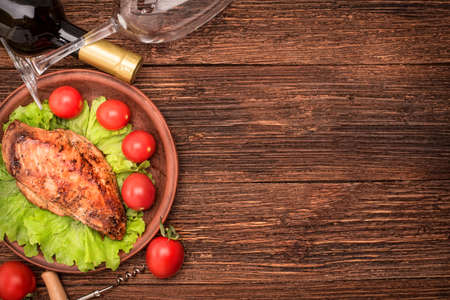 Grilled chicken breast. Background.の写真素材