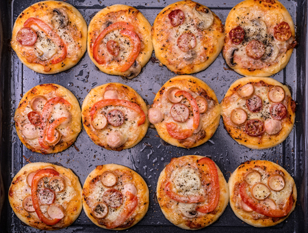 Mini pizza. Concept of cooking.の写真素材