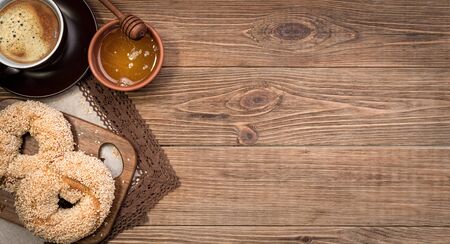 Healthy organic whole grain bagel for breakfast.の写真素材