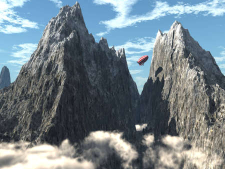 The mountain peaks, landscape, illustration 3Dの写真素材