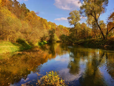 Istra river in autumn eveningの写真素材