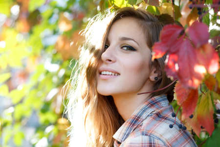 happy blond girl outdoor closeup