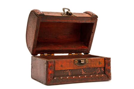 wooden box isolated on whiteの写真素材