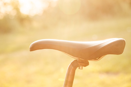 black bike saddle outdoor closeupの写真素材