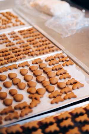 Small homemade baked cookies on a board, charity handmade treats closeup.の写真素材