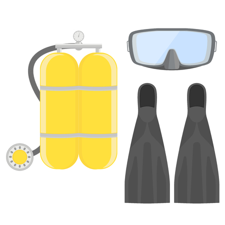 Aqualung. Diving set. Dive Mask and tube for diving. illustration isolated on white backgroundのイラスト素材