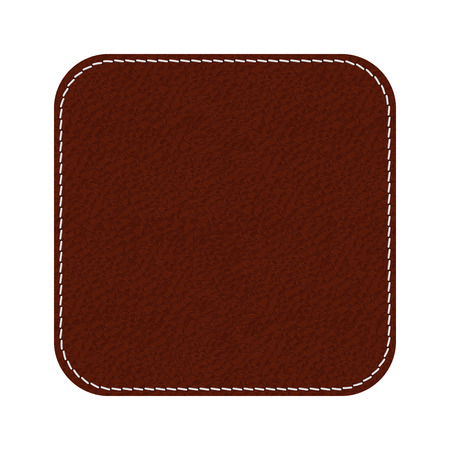 Leather label. Brown shield with stitch. illustration isolated on white background.のイラスト素材