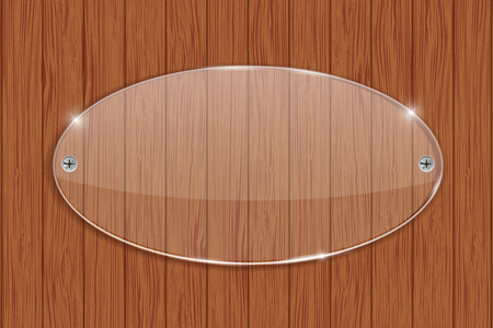 Transparent glass plate on wooden backgroundのイラスト素材