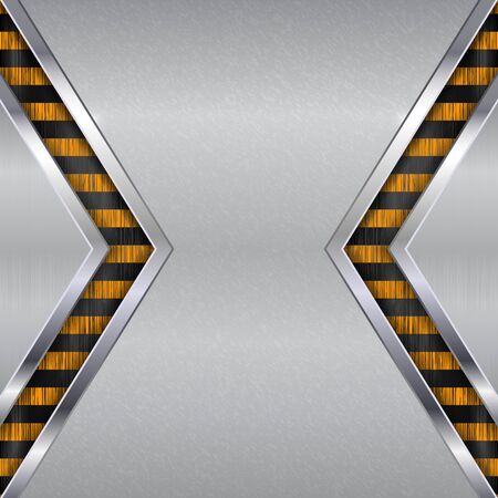 Metal background with yellow black stripes. Under construction signのイラスト素材