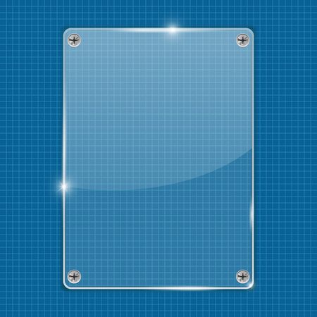 Transparent acrylic plate on blue grid backgroundのイラスト素材