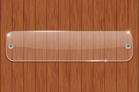 Transparent acrylic plate on wooden backgroundのイラスト素材