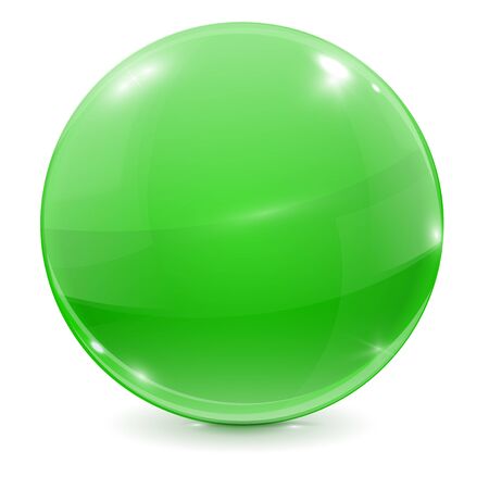 Green glass ball. 3d shiny sphereのイラスト素材