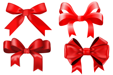 Red ribbon bow. Gift box decorationのイラスト素材