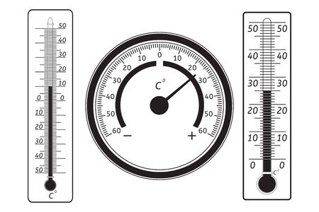 Thermometer black icon set. Celsiusのイラスト素材