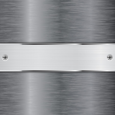 Brushed metal background with plate. Vector illustrationのイラスト素材