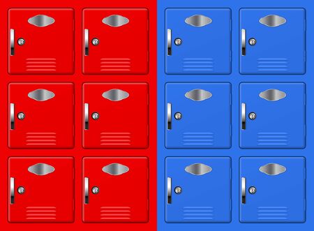 Storage box. Personal lockers red and blueのイラスト素材