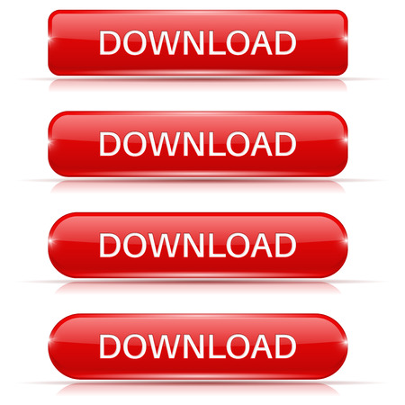Download buttons. Set of red shiny 3d iconsのイラスト素材
