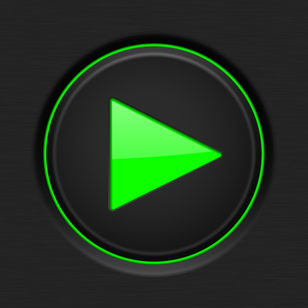 Play button. Green plastic sign on dark surfaceのイラスト素材