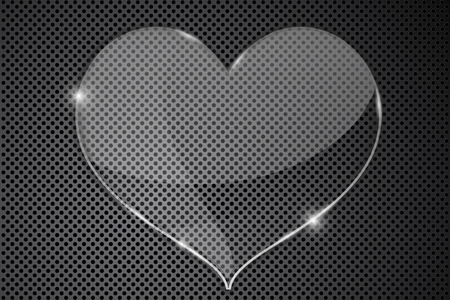 Heart transparent plate on metal perforated backgroundのイラスト素材