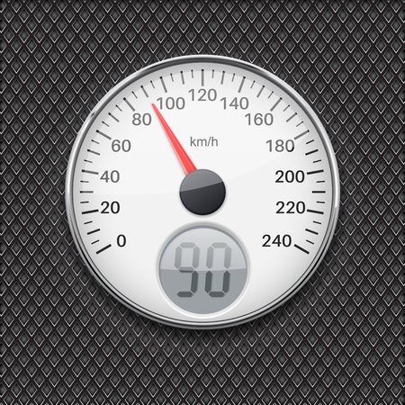Speedometer. Round white gauge with chrome frameのイラスト素材