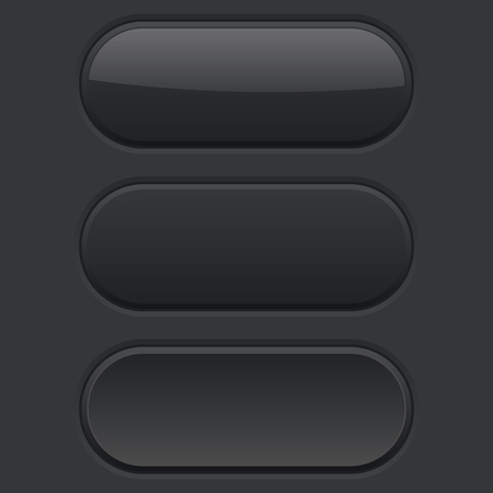 Oval buttons. Normal, pushed, hover. Black user interface elementsのイラスト素材