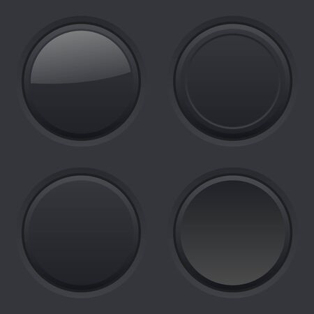 Round buttons. Normal, pushed, active, hover. Black user interface elementsのイラスト素材