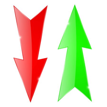Sharp arrows. Green up and red down iconsのイラスト素材