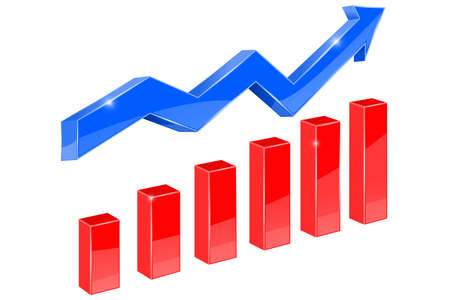 Financial graph. Blue up rising arrowのイラスト素材