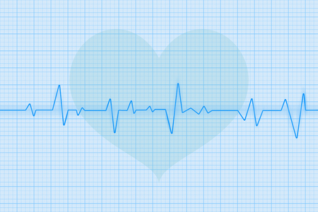 Blue electrocardiogram with heart symbolのイラスト素材