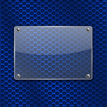 Transparent glass plate on metal perforated backgroundのイラスト素材