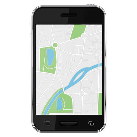 Navigation map on smartphone screenのイラスト素材