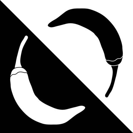 Chili pepper. Black and white iconのイラスト素材