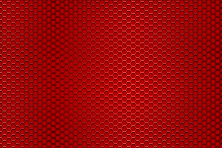 Red perforated background. Hexagon holes. Vector 3d illustrationのイラスト素材