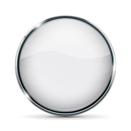 White glass button. With chrome frameのイラスト素材
