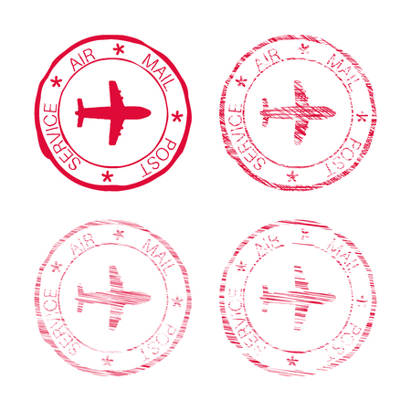 Air mail post service red faded round stampのイラスト素材