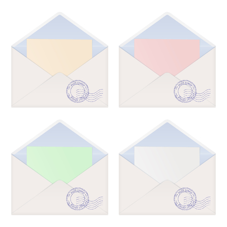 Envelope with letter inside. Colored paperのイラスト素材