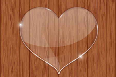 Heart glass plate on wooden backgroundのイラスト素材