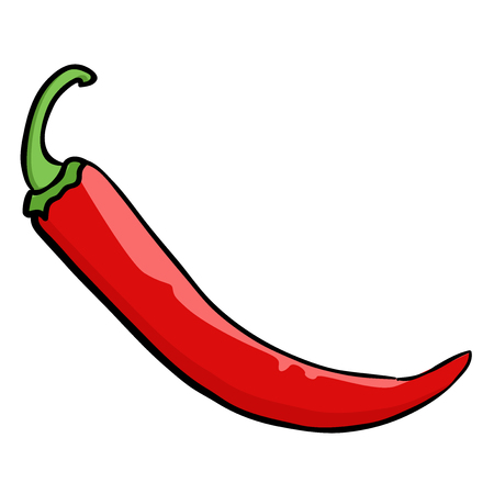 Chili pepper colored doodle. Hand drawn sketchのイラスト素材