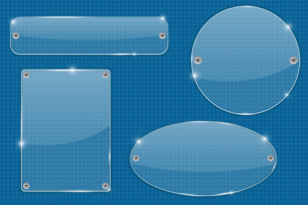 Transparent plate on blueprint gridのイラスト素材