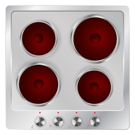 Electric cook top, with red hot burnerのイラスト素材