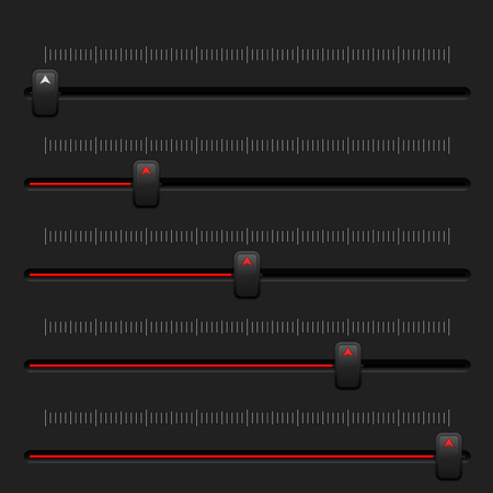 Media slider bar. Black and red user interface elementのイラスト素材