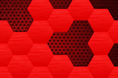 Metal dark background with red steel hexagonsのイラスト素材