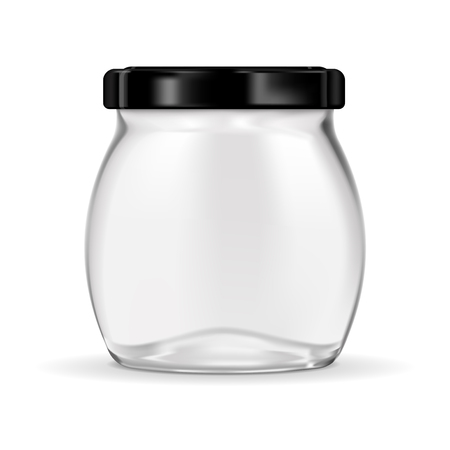Glass jar with black lug capのイラスト素材