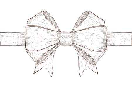 Ribbon bow. Hand drawn sketchのイラスト素材