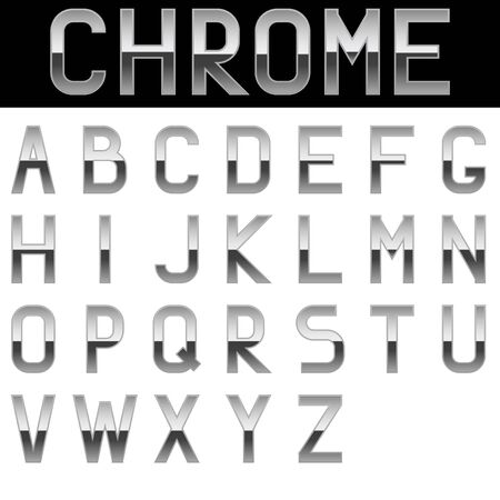 Alphabet. Chrome letters.のイラスト素材