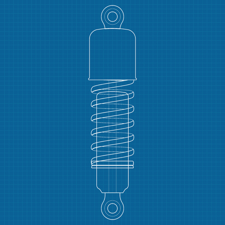 Shock Absorber icon.  illustration on Blueprint Background.のイラスト素材