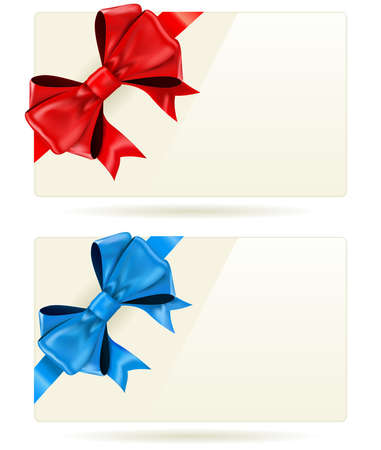 Gift cards with bow and ribbon.のイラスト素材