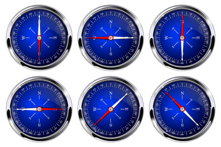 Compass. Blue compass with chrome frame.のイラスト素材