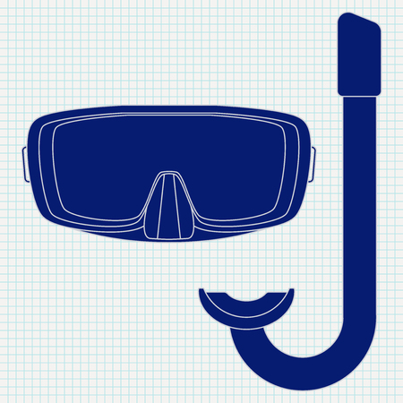Dive Mask and tube for diving. icon.   illustration on Notebookのイラスト素材