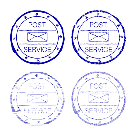 Post service blue faded round stampのイラスト素材